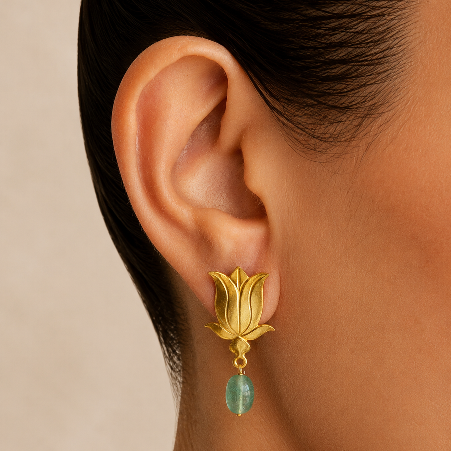 Lotus earrings green