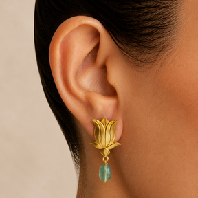 Lotus earrings green