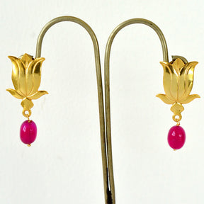 Lotus earrings red