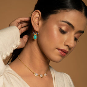 Aisha Earrings Turq Gold