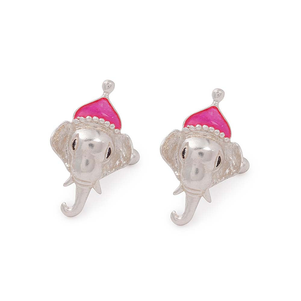 Elephant Silver Cufflinks Pink